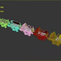 Kids Colorful Playground Train with Yellow Green Carriages and Fun Seats