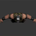Game Movie Character With White Helmet Green Camouflage Vest Brown Shorts And Black Boots