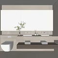 Modern Bathroom Interior With Large Mirror Marble Wall Vanity And Wall Mounted Toilet