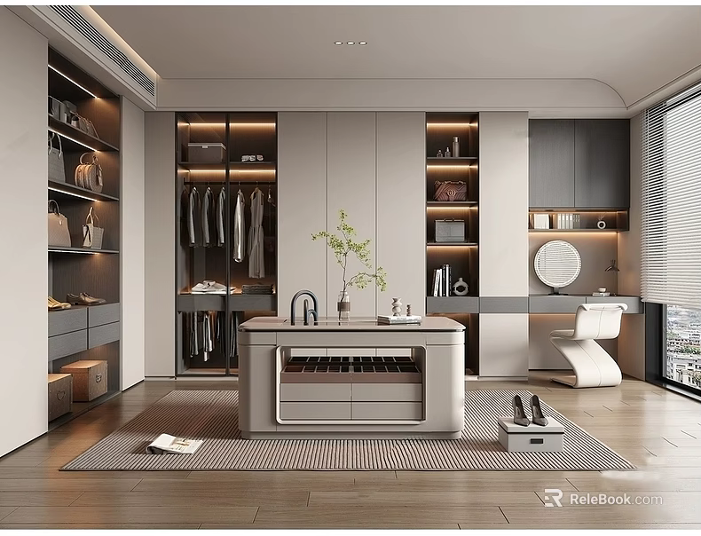 Modern Light Luxury Entryway Cabinet And Side Cabinet With Spacious Storage And Soft Warm Lighting 3d model 