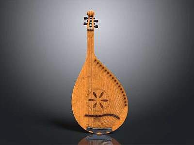 Handcrafted Wooden Musical Instrument With Intricate Carved Star Pattern And Traditional Design Elements 3d model