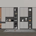Modern Shoe Cabinet Design With Open Shelves And Decorative Storage Elements 3d model