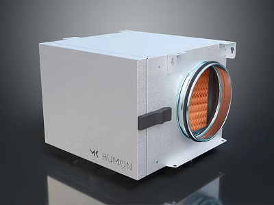 HUIMON Square Box Ventilation Equipment With Circular Port And Orange Filter 3d model