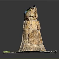 Rustic Wooden Tree Stump Decor With Natural Stone Base And Green Grass Surface