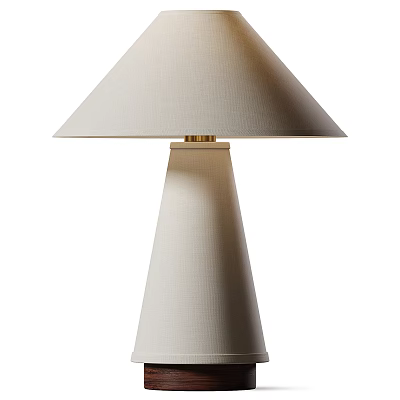 Elegant Table Lamp With Beige Linen Lampshade Conical Base And Gold Accents 3d model