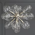 Modern Transparent Glass Ball Chandelier With Golden Metal Frame And Cluster Design