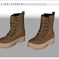 Brown High Top Work Boots With Thick Sole And Lace Up Design