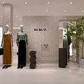 Modern Clothing Store Interior With Mannequins Clothing Displays Decorative Plants And Minimalist Design