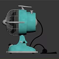 Vintage Style Turquoise Computer Fan With Metal Blades And Base