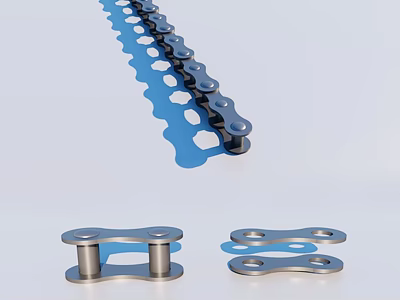 Metal Chain With Connected Links And Separated Chain Components On White Background 3d model