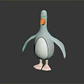 Cartoon Flying Animal 3D Model With Gray Body Orange Beak And Pink Feet