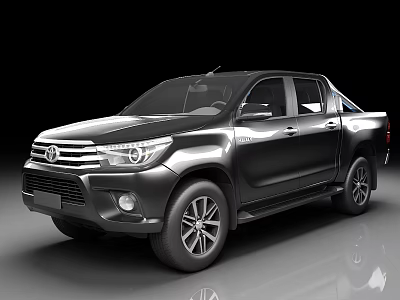 Sleek Black Toyota Double Cab Pickup Truck With Modern Front Grille Headlights And Stylish Body Lines 3d model