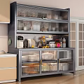 Modern Kitchen Sideboard With Transparent Glass Doors And Ample Storage Space For Kitchen Supplies