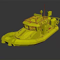 Blue And White Patrol Watercraft With Cockpit Flags And Reinforced Hull Structure