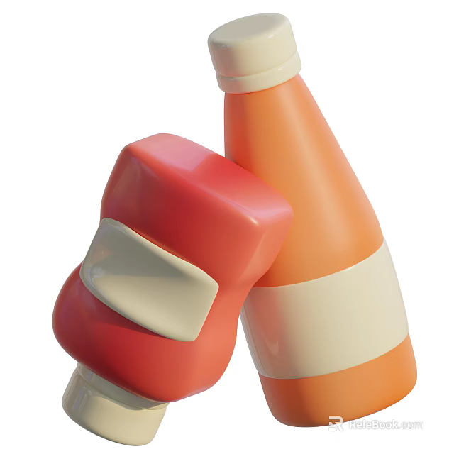 Red And Orange Spice Bottles With White Stripe Design For Kitchen Use 3d model