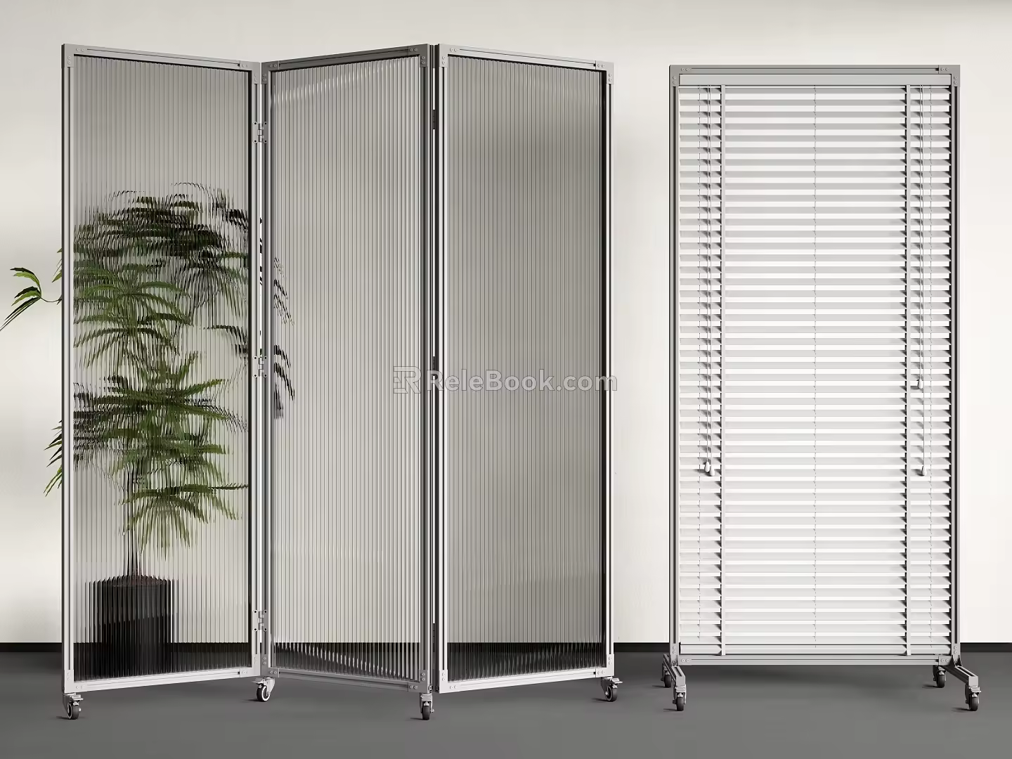 Modern Screen Folding Screen Aluminum Profile Screen Partition Glass Screen 3d model