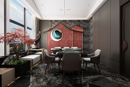 New Chinese-style private room on the first floor 3d model