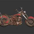 Vintage Red Motorcycle With Rustic Patina Classic Design Black Seat And Spoked Wheels