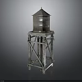 Vintage Industrial Metal Container Furniture With Rustic Wooden Stand And Cross Support Design