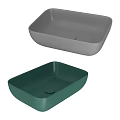 Modern Rectangular Ceramic Vessel Sink In Gray And Green For Bathroom Decor 3d model
