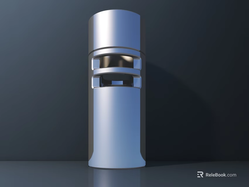 Public Street Facility Silver Cylindrical Design With Horizontal Bands And Modern Structure 3d model