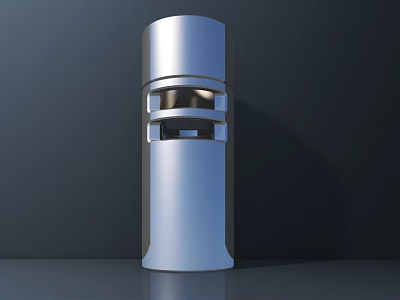 Public Street Facility Silver Cylindrical Design With Horizontal Bands And Modern Structure 3d model