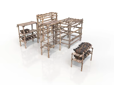 Wooden Storage Shelves with Multi Layer Design for Home Household Use 3d model