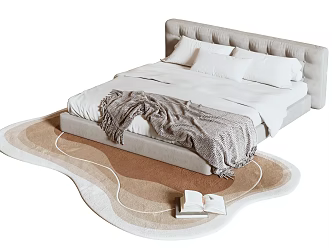 Double bed Medium bed Carpet Blanket 3d model