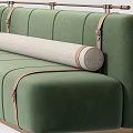 Modern Green Curved Sectional Sofa With Plush Cushions And Light Wood Base