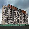 Modern Multi Storey Residential Building With Landscaped Garden And Outdoor Seating