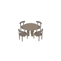 Modern Round Dining Table Set With Upholstered Chairs And Wooden Legs 3d model