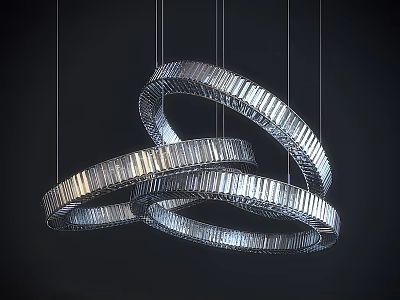 Shiny Modern Circular Ring Chandelier With Metallic Geometric Design Hanging 3d model