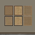Six Decorative Wall Panels with Woven Textures and Wooden Frames in Minimalist Design