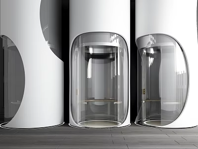 Round Glass Sightseeing Elevator Modern Elevator 3d model