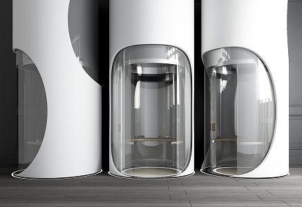 Round Glass Sightseeing Elevator Modern Elevator 3d model