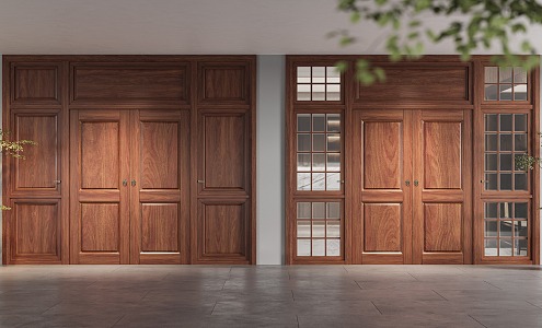 Solid wood door glass door opposite door 3d model