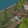 Modern Detached Villa Featuring Wooden Structure Glass Windows Balcony In Natural Surroundings With Palm Trees