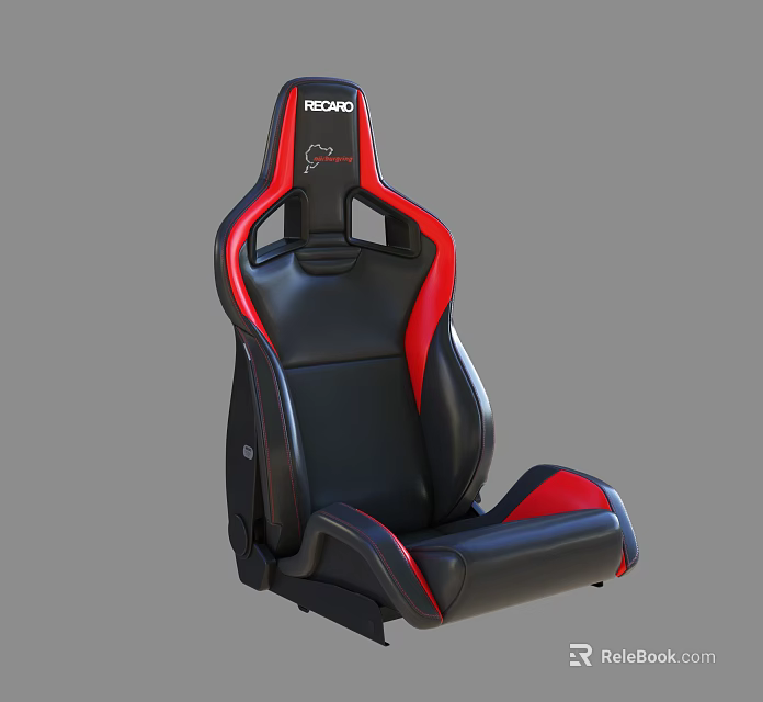 Black And Red Racing Gaming Chair With Leather High Backrest And Ergonomic Design 3d model 