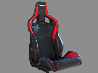 Black And Red Racing Gaming Chair With Leather High Backrest And Ergonomic Design 3d model