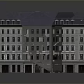 European Style Multi Story Building With Gray Roof Stone Facade And Multiple Windows
