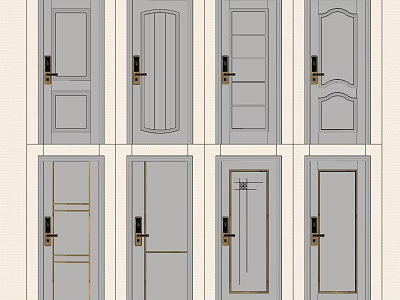 Various Styles Of Hinged Doors For Home Interior Design Applications 3d model