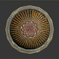 Ornate Pavilion with Orange Tiled Dome Red Top Ornament White Columns and Stone Base