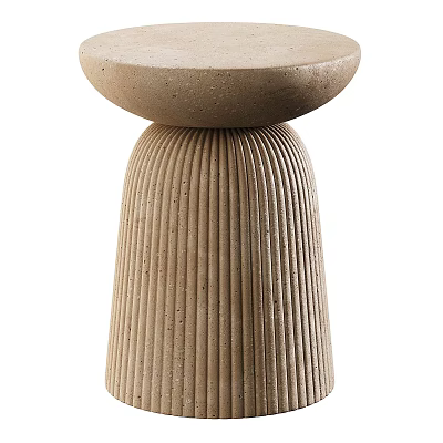 Minimalist Natural Textured Dressing Table Interior Design With Ribbed Base And Round Top 3d model