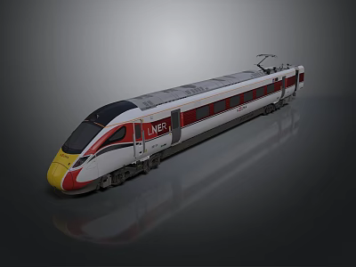 Modern High Speed Train With Aerodynamic Front White Red Exterior And Passenger Windows 3d model