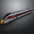 Modern High Speed Train With Aerodynamic Front White Red Exterior And Passenger Windows
