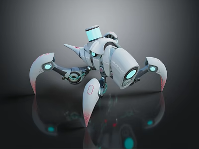 Futuristic Spider Like Robot Design With Mechanical Legs And Blue Illuminated Features 3d model