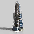 Modern Urban Skyscraper Architectural Design With Glass Facade And Geometric Structure