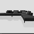 Modern Gray Sectional Sofa with Multiple Plaid and Solid Cushions for Spacious Living Room Seating 3d model