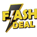 Flash Deal Logo Design With Yellow Text And Black Lightning Bolt