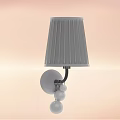 Modern Unique shaped Wall Lamp with Gray Pleated Lampshade Round Base and White Glass Balls